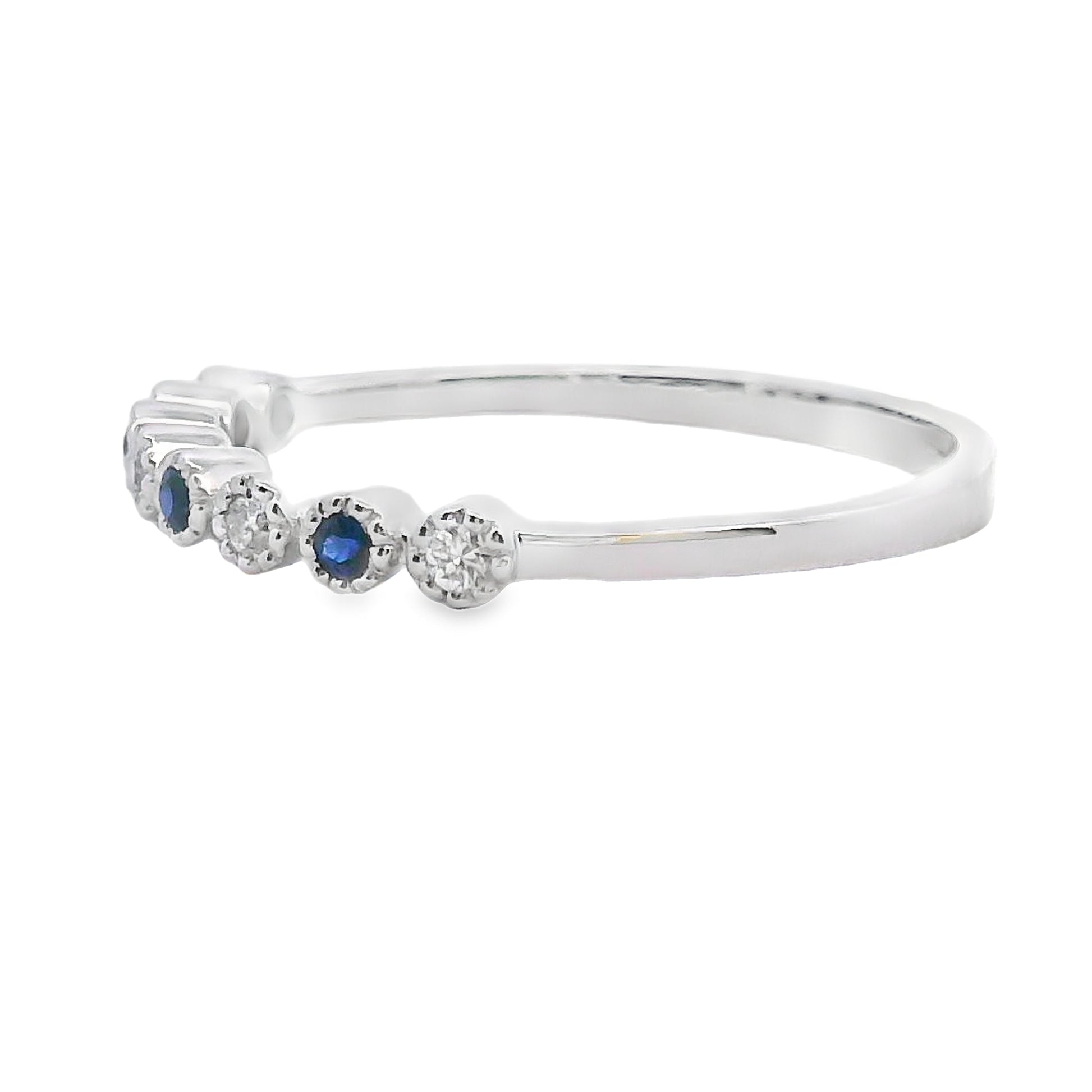 Sapphire Diamond stackable band set 14KT White Gold Bids.com