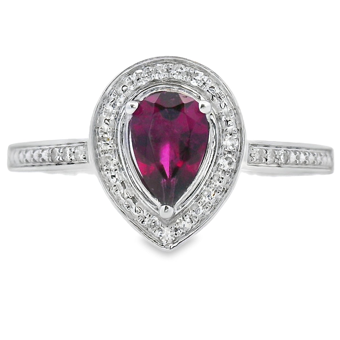 Natural .56ct Garnet Diamond Ring 10KT White Gold Bids.com