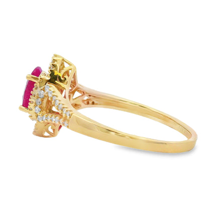 Genuine 1.26ct Ruby Diamond Ring 14KT Yellow Gold Bids.com
