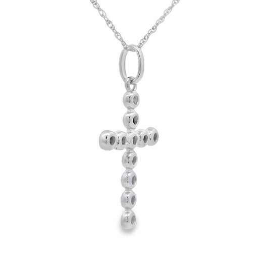 .15ct Diamond Cross Religious Pendant 14KT White Gold Bids.com