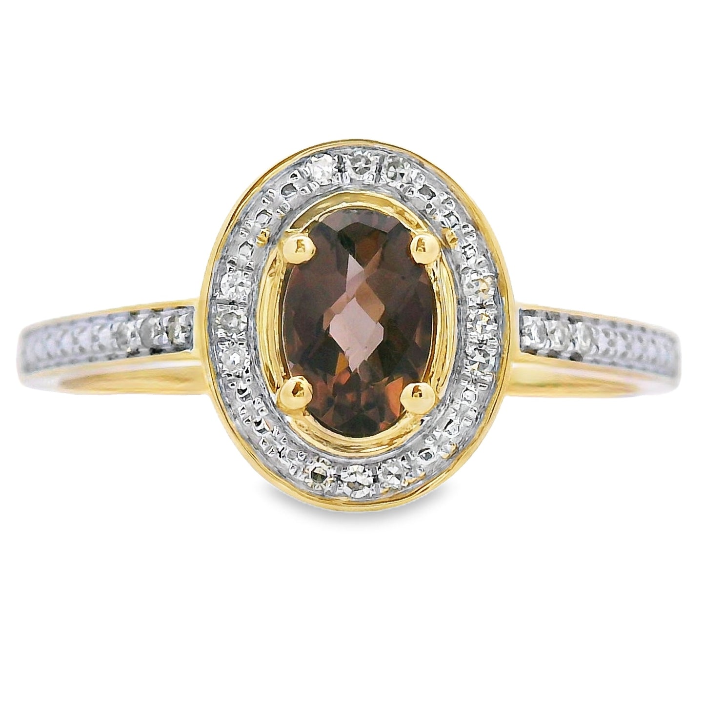 Natural .42ct Quartz Diamond Ring 10KT Yellow Gold Bids.com