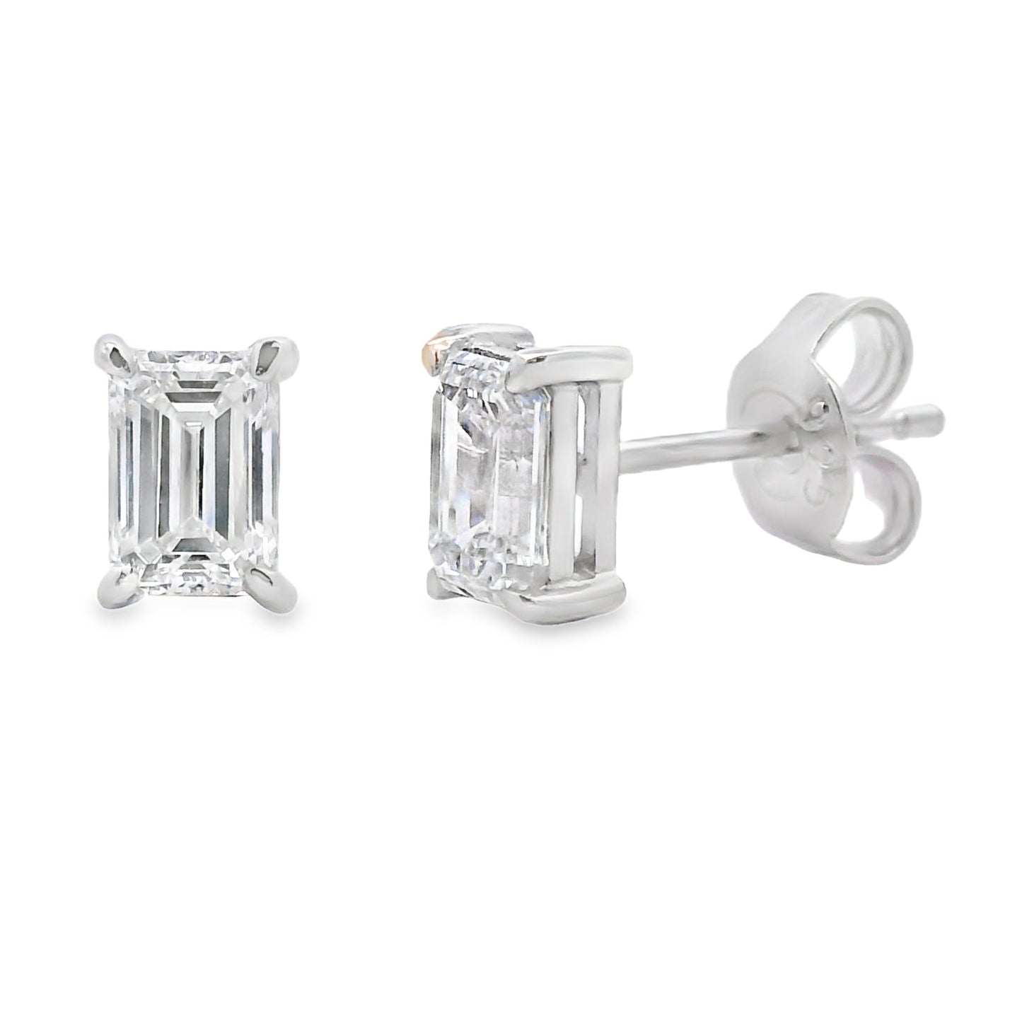 1.00ct Lab Grown Diamond Stud Earrings Sterling Silver Bids.com