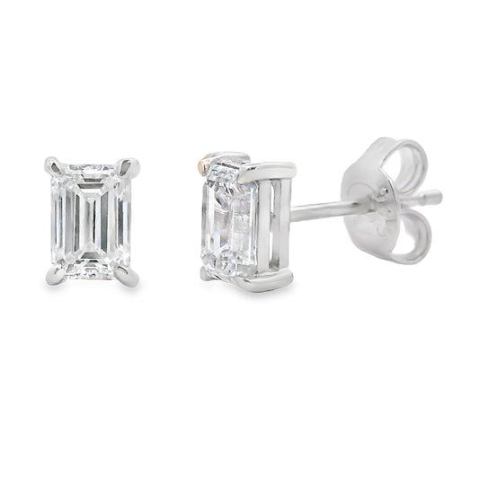 1.00ct Lab Grown Diamond Stud Earrings Sterling Silver Bids.com