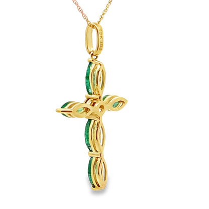 1.11ct Emerald Cross Religious Pendant 10KT Yellow Gold Bids.com