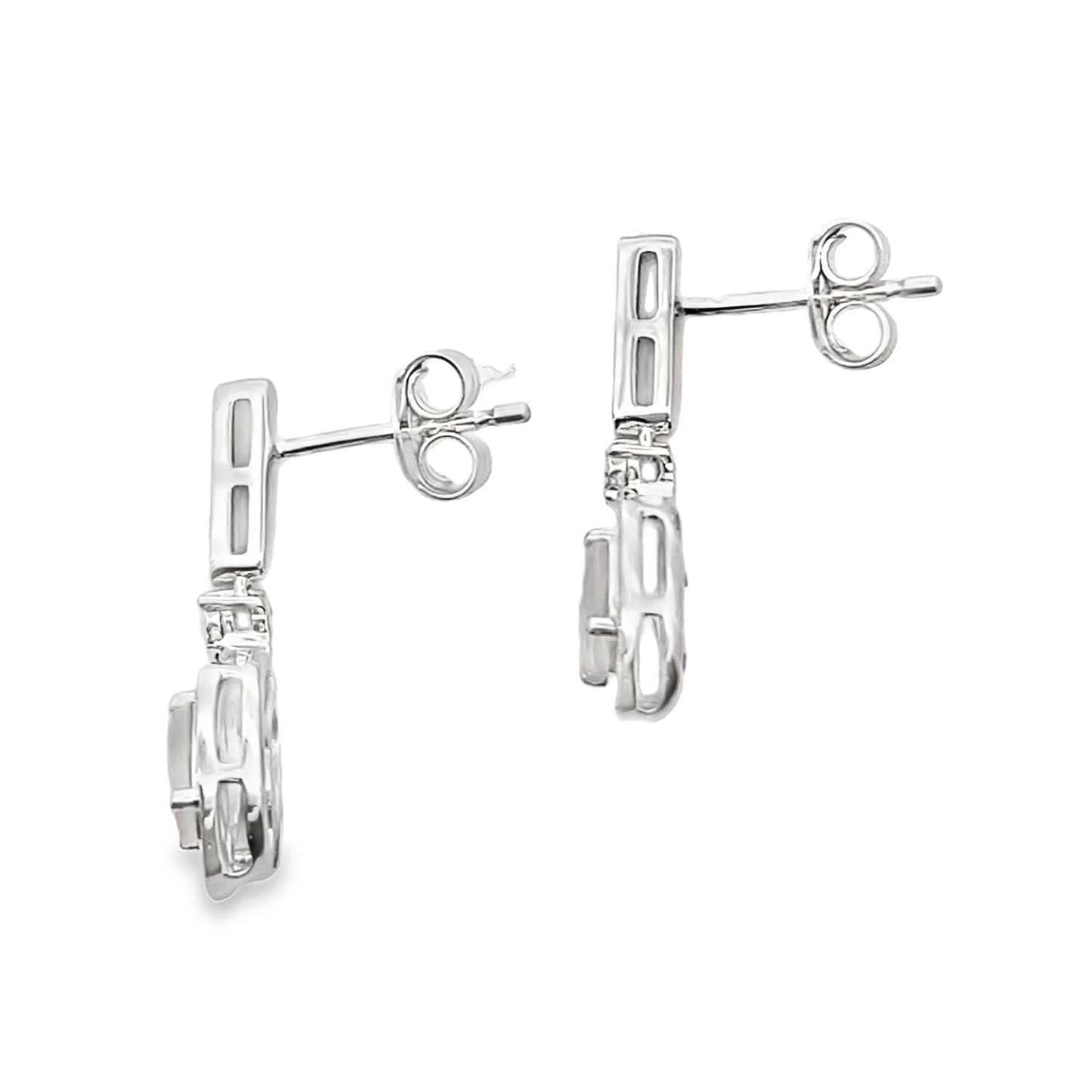 Rose Quartz Diamond Dangle Earrings 10KT White Gold Bids.com