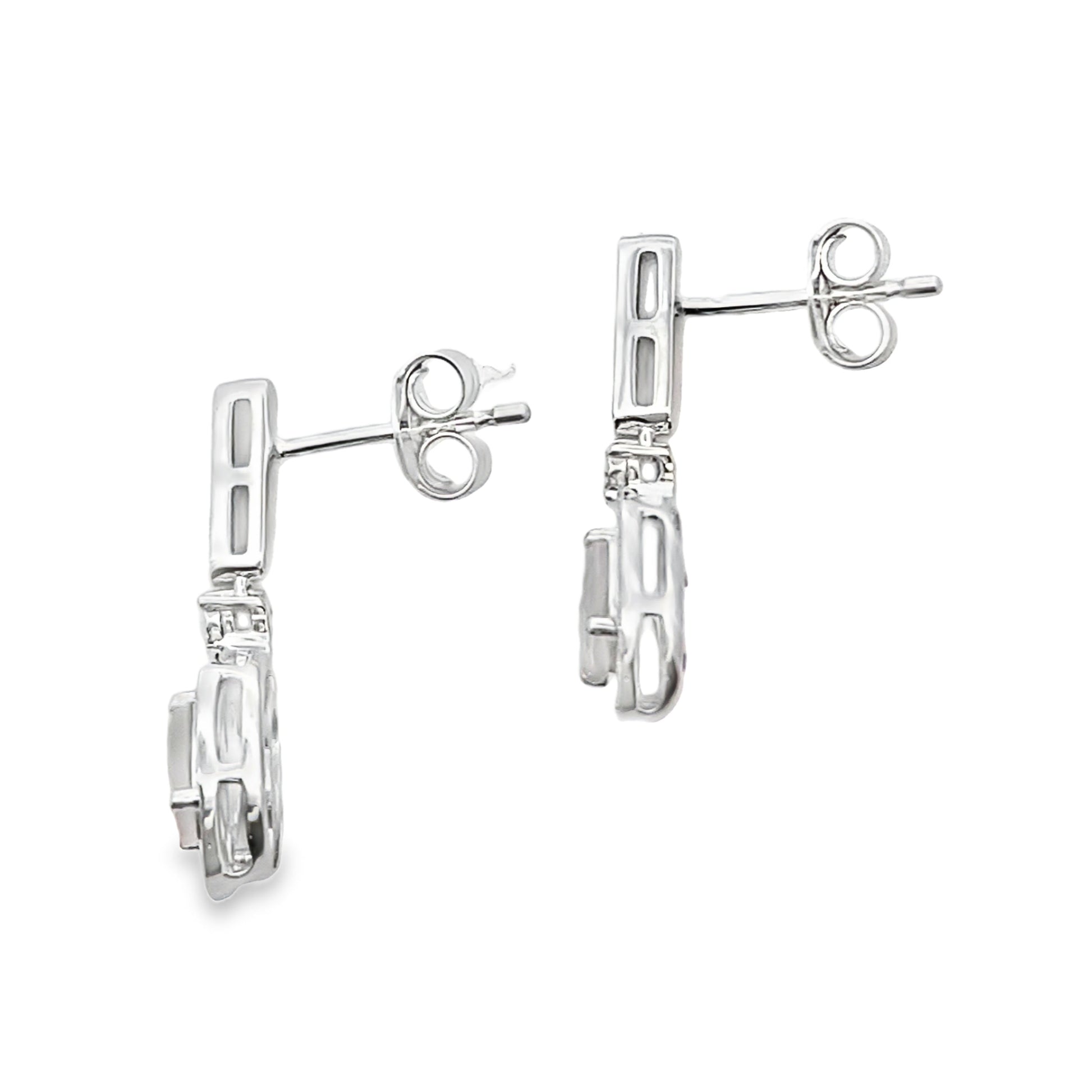 Rose Quartz Diamond Dangle Earrings 10KT White Gold Bids.com