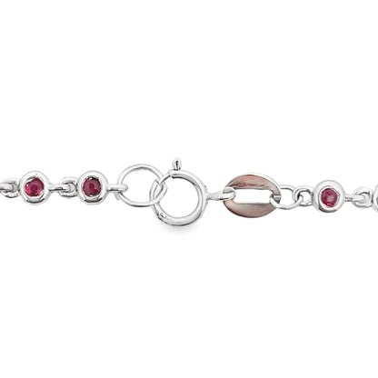 Genuine .89ct Ruby Diamond Bracelet 14KT White Gold Bids.com