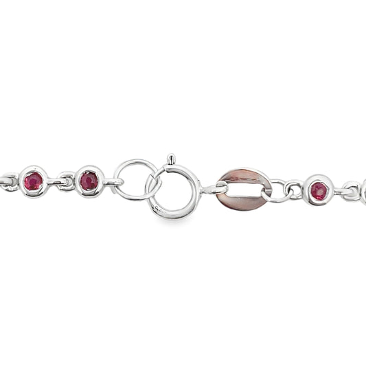 Genuine .89ct Ruby Diamond Bracelet 14KT White Gold Bids.com