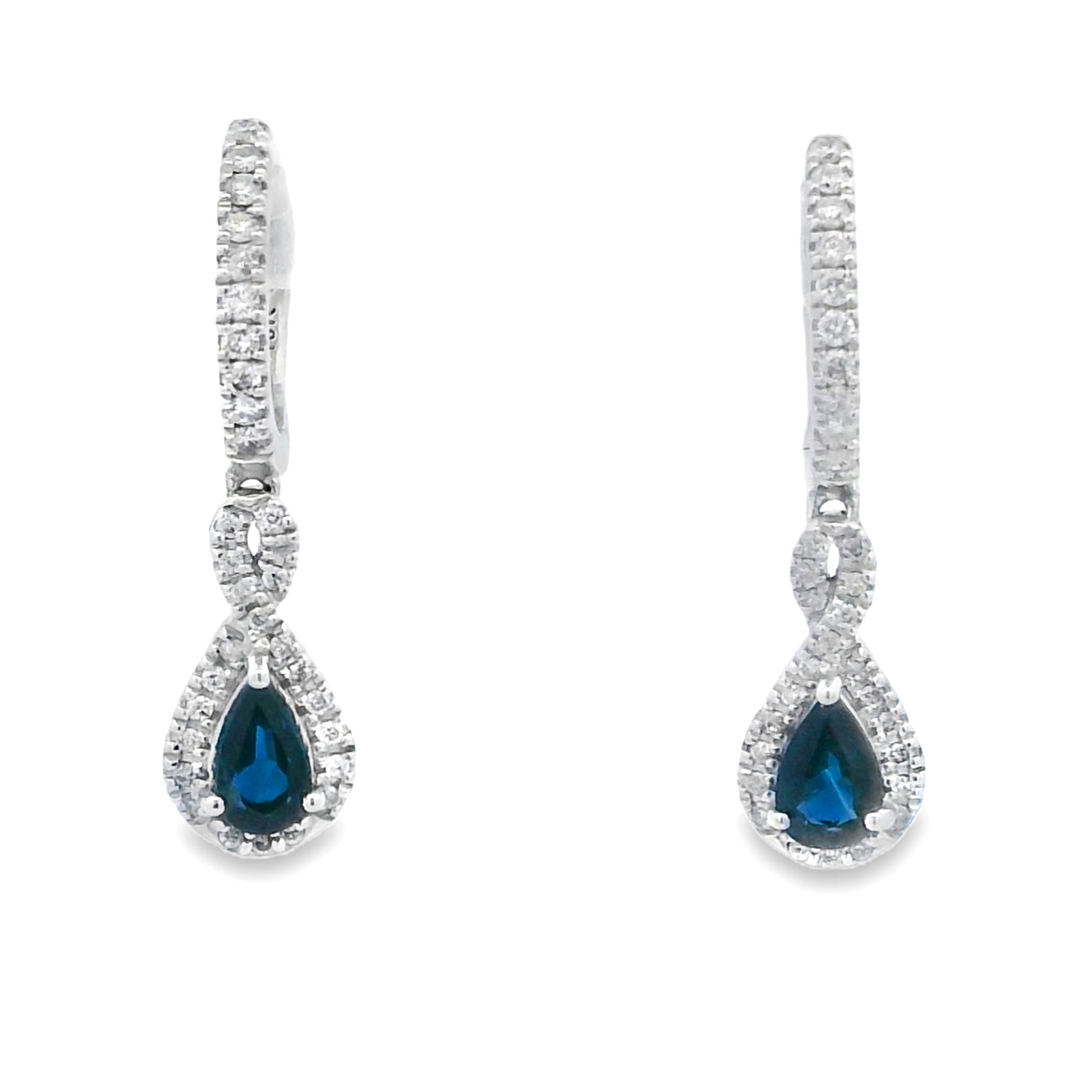 .80ct Sapphire Diamond Dangle Earrings 10KT White Gold Bids.com