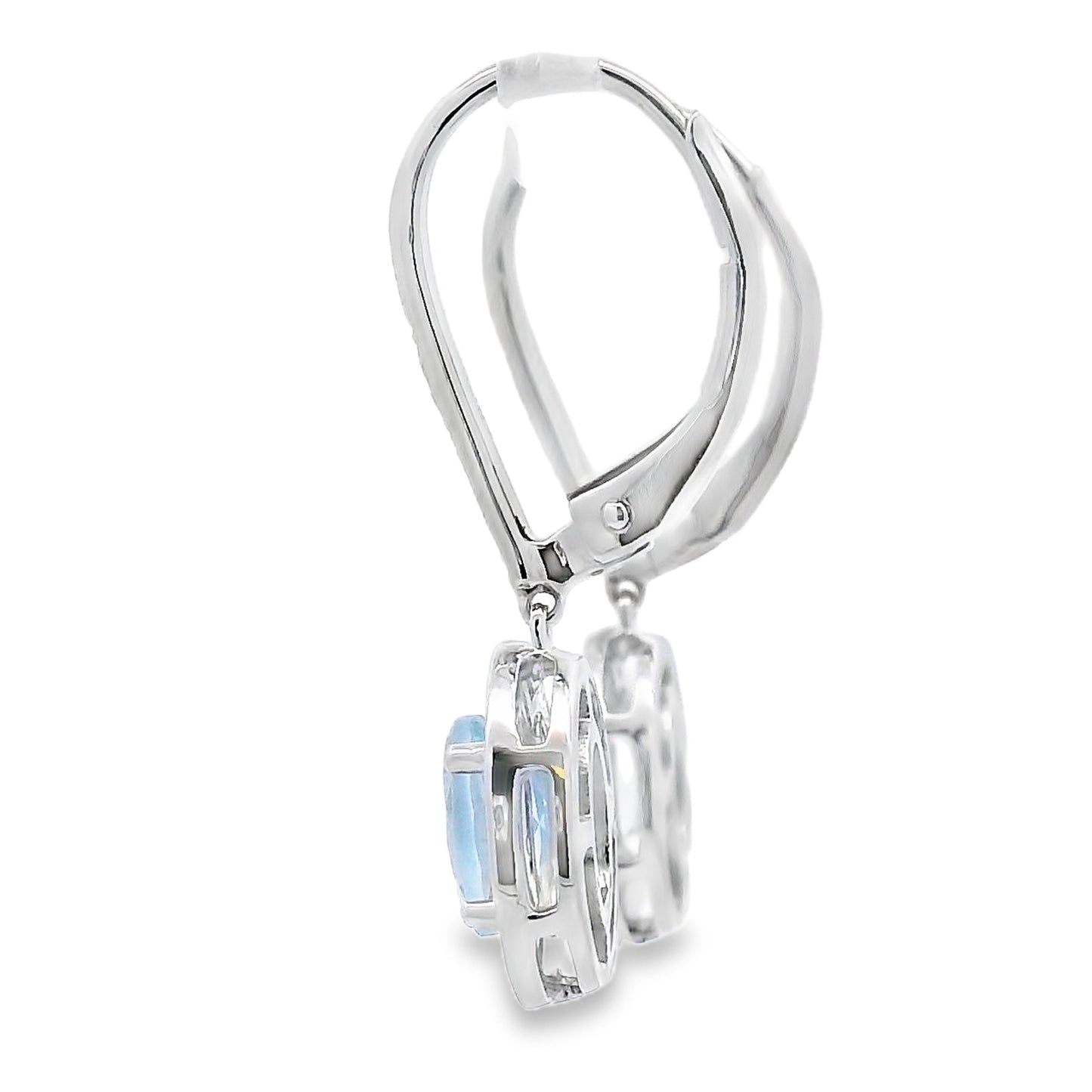 Aquamarine Diamond Dangle Earrings 10KT White Gold Bids.com