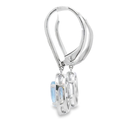 Aquamarine Diamond Dangle Earrings 10KT White Gold Bids.com