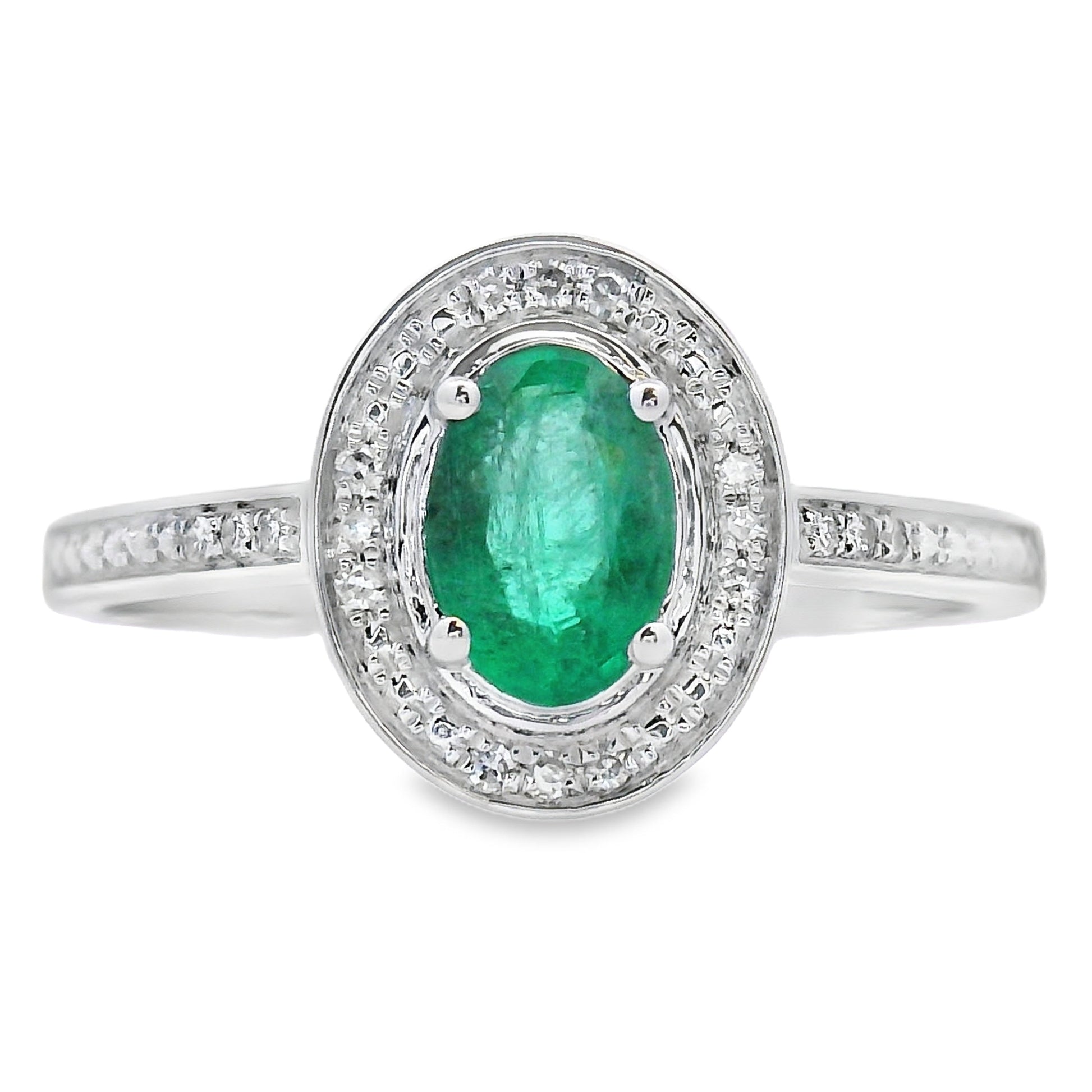 Genuine .49ct Emerald Diamond Ring 10KT White Gold Bids.com