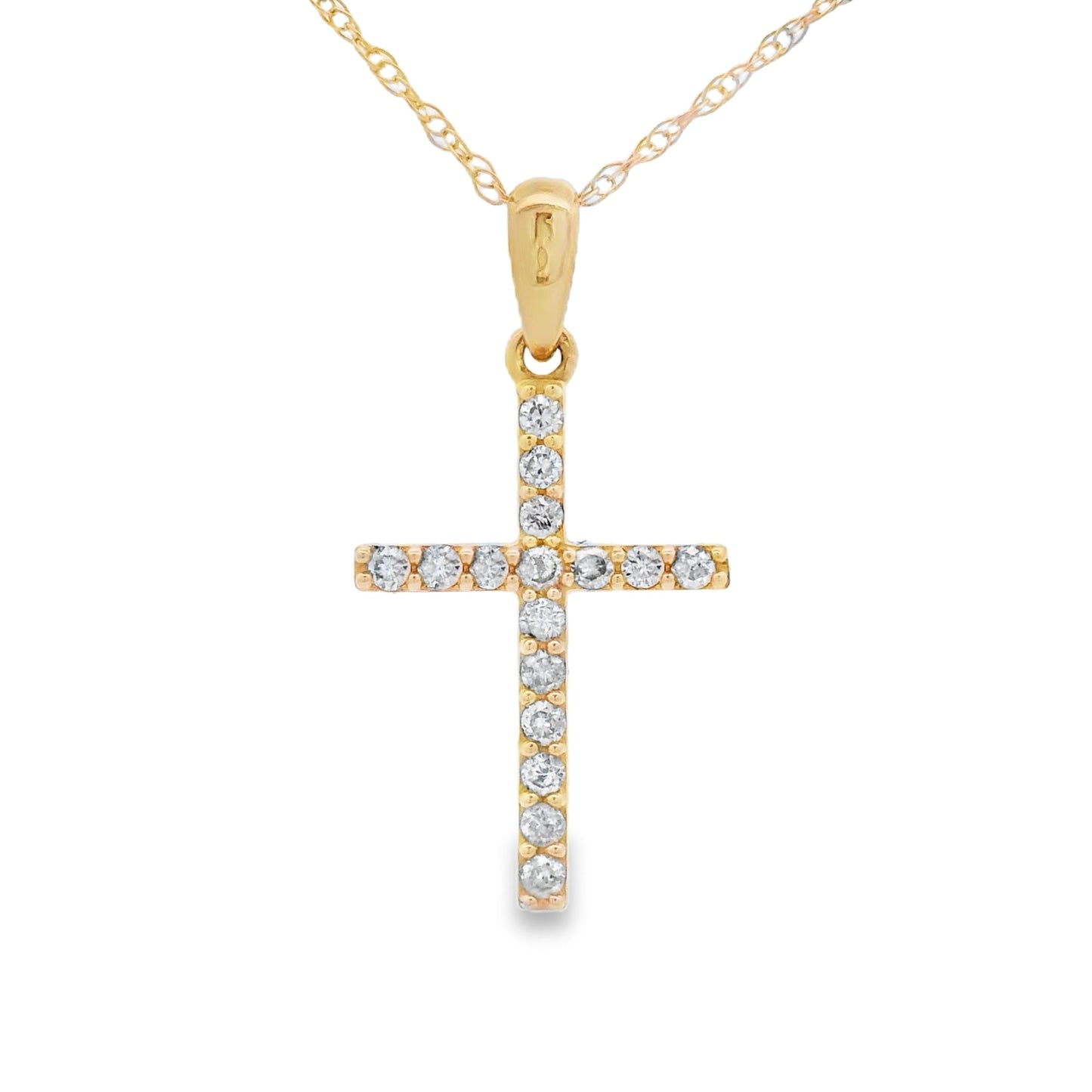.13ct Diamond Cross Religious Pendant 14KT Yellow Gold Bids.com
