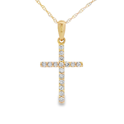 .13ct Diamond Cross Religious Pendant 14KT Yellow Gold Bids.com