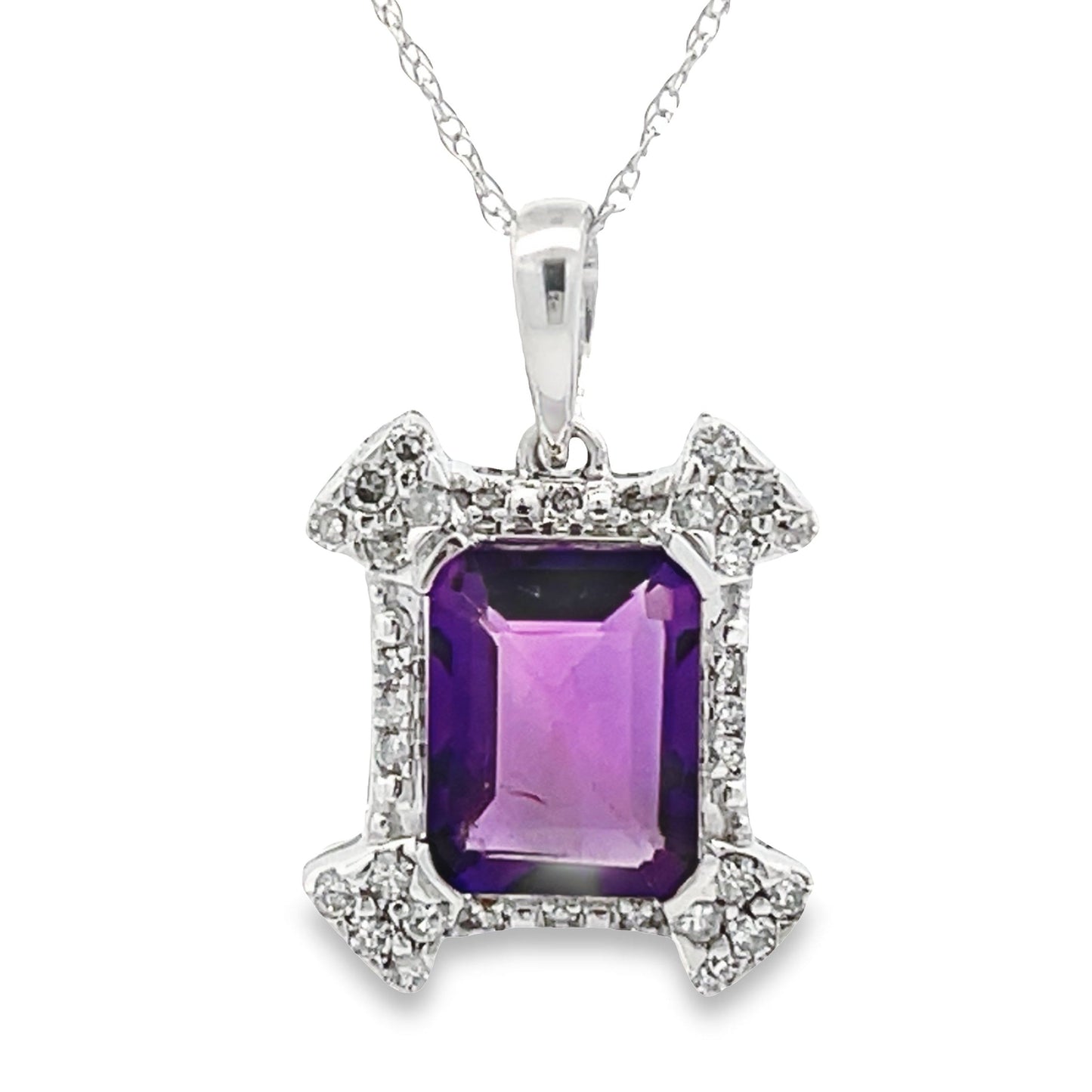 Amethyst Diamond Fashion Pendants 10KT White Gold Bids.com