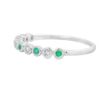 Emerald Diamond stackable band set 14KT White Gold Bids.com