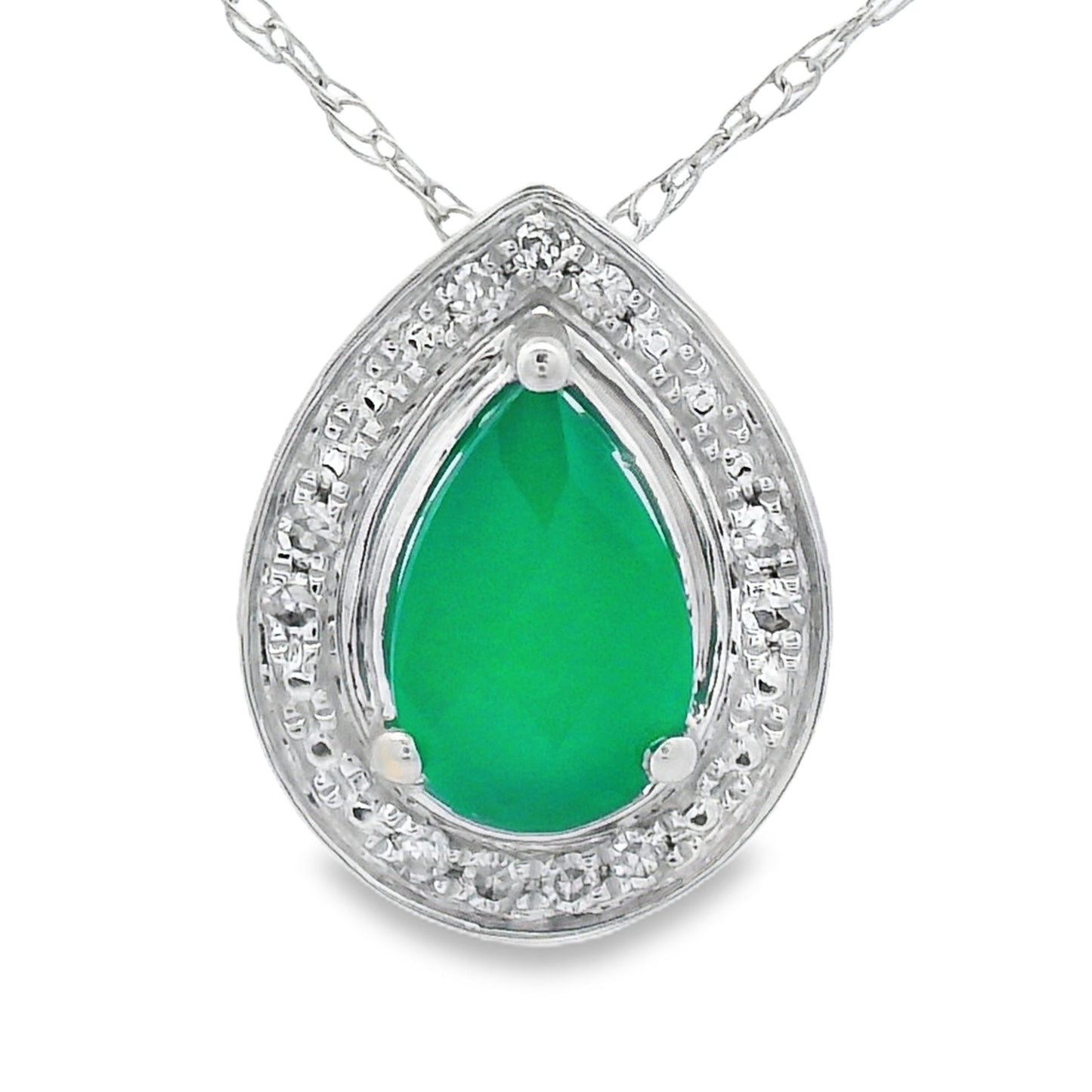 Chalcedony Diamond Fashion Pendants 10KT White Gold Bids.com