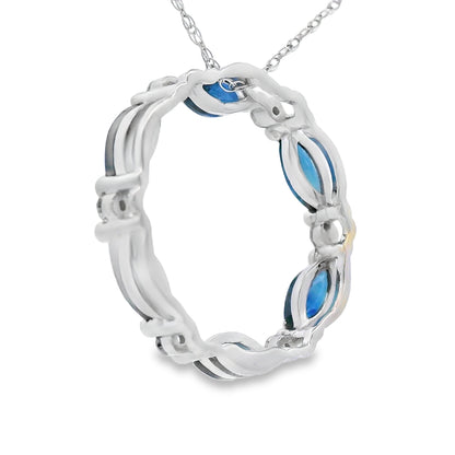 Sapphire Diamond Circle of Love Pendant 10KT White Gold Bids.com