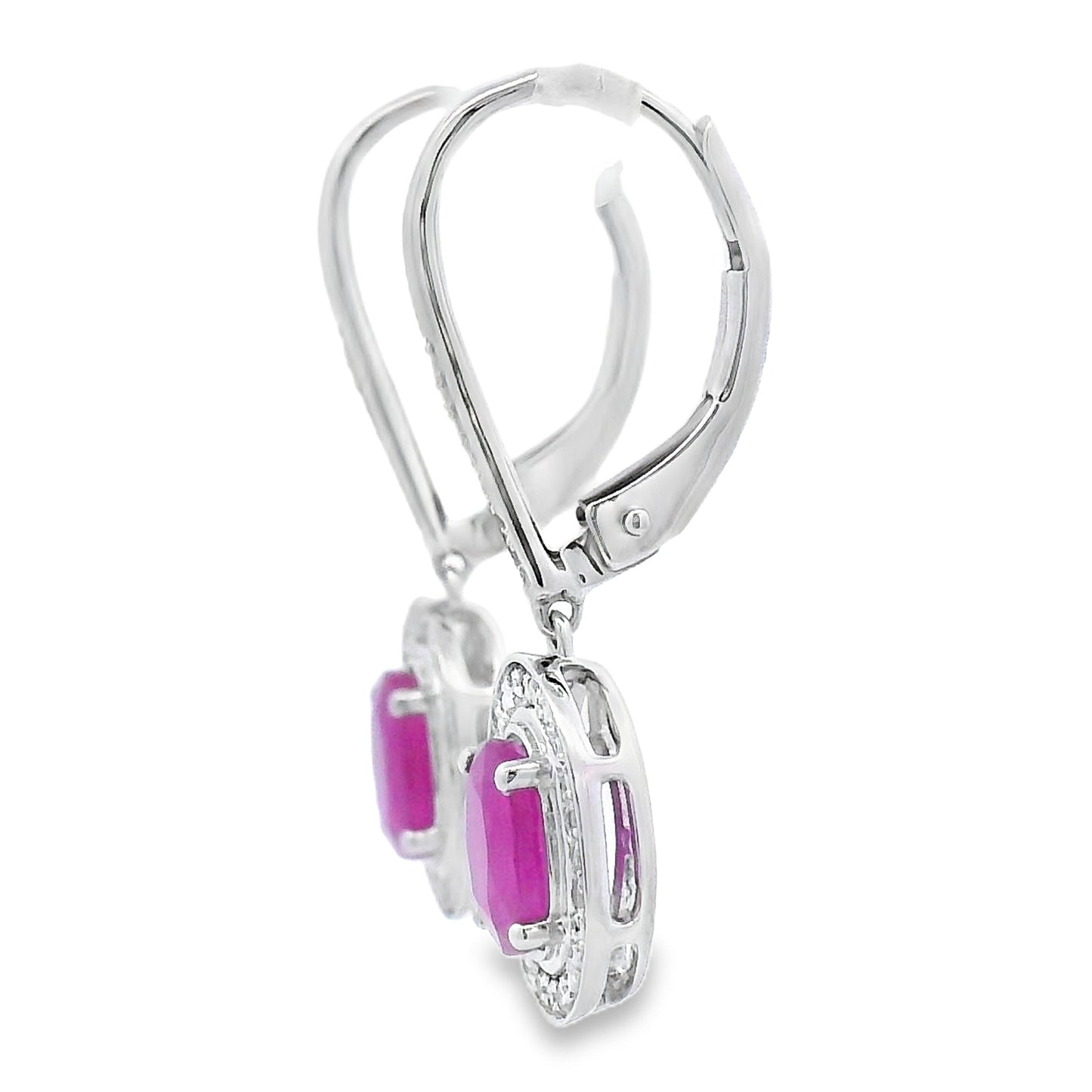 1.28ct Ruby Diamond Dangle Earrings 10KT White Gold Bids.com