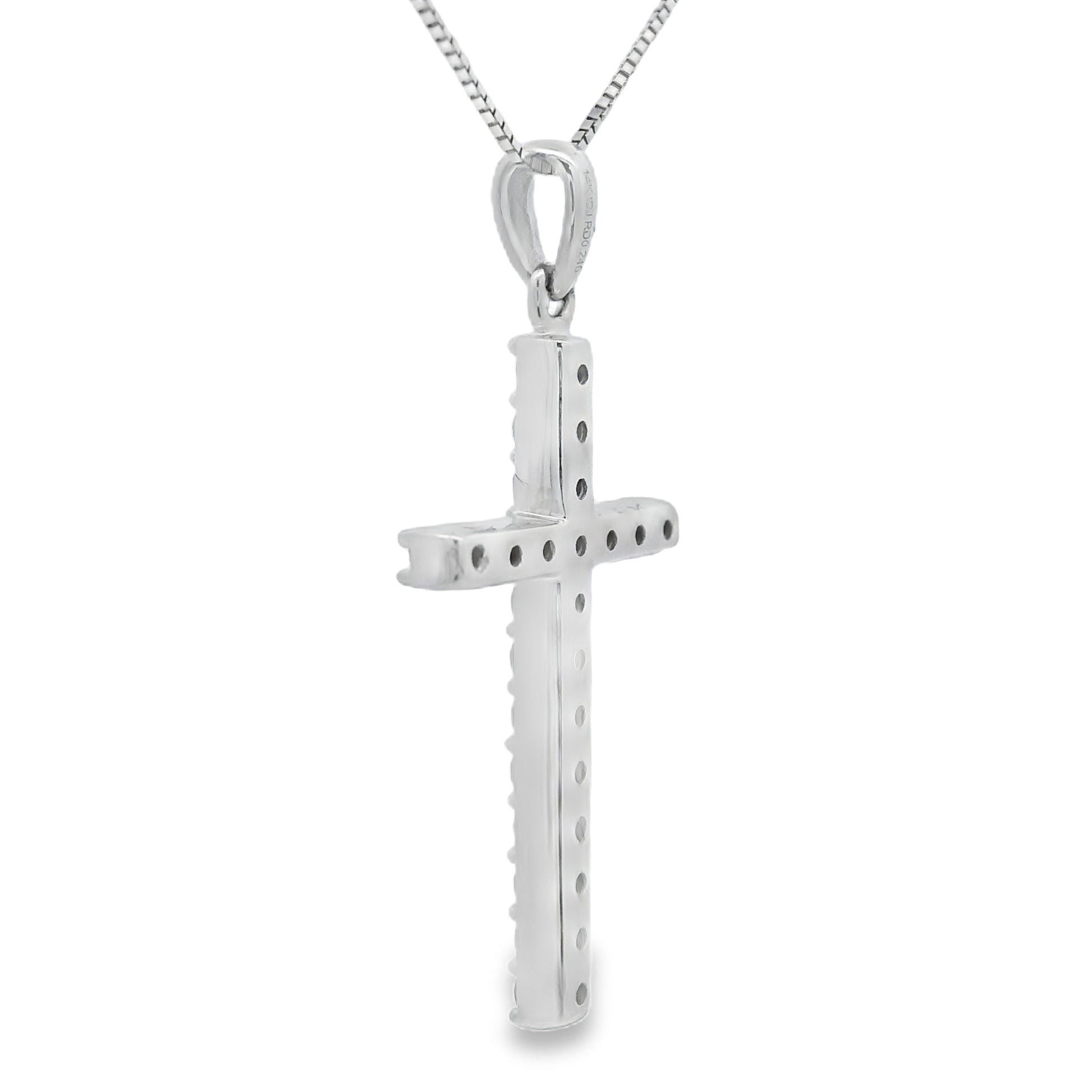 .25ct Diamond Cross Religious Pendant 14KT White Gold Bids.com