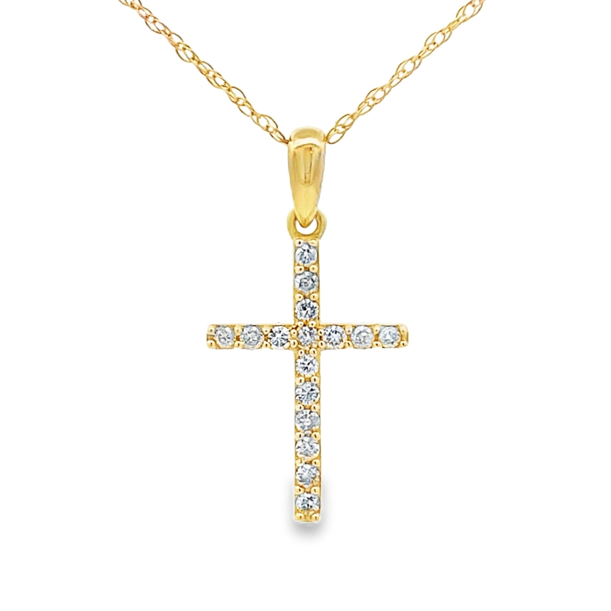 .11ct Diamond Cross Religious Pendant 14KT Yellow Gold Bids.com