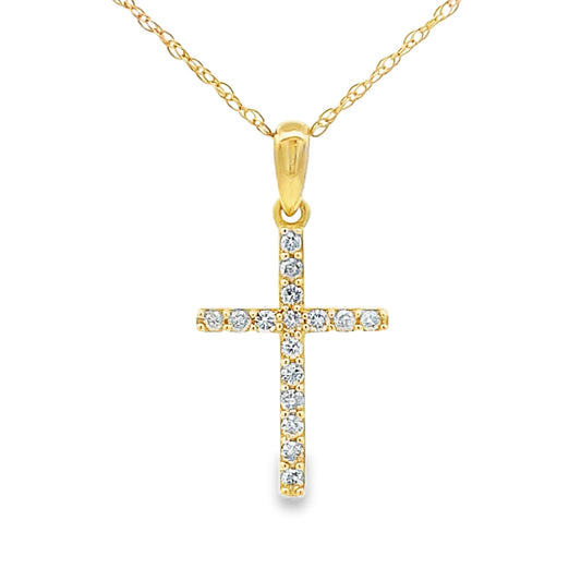 .11ct Diamond Cross Religious Pendant 14KT Yellow Gold Bids.com