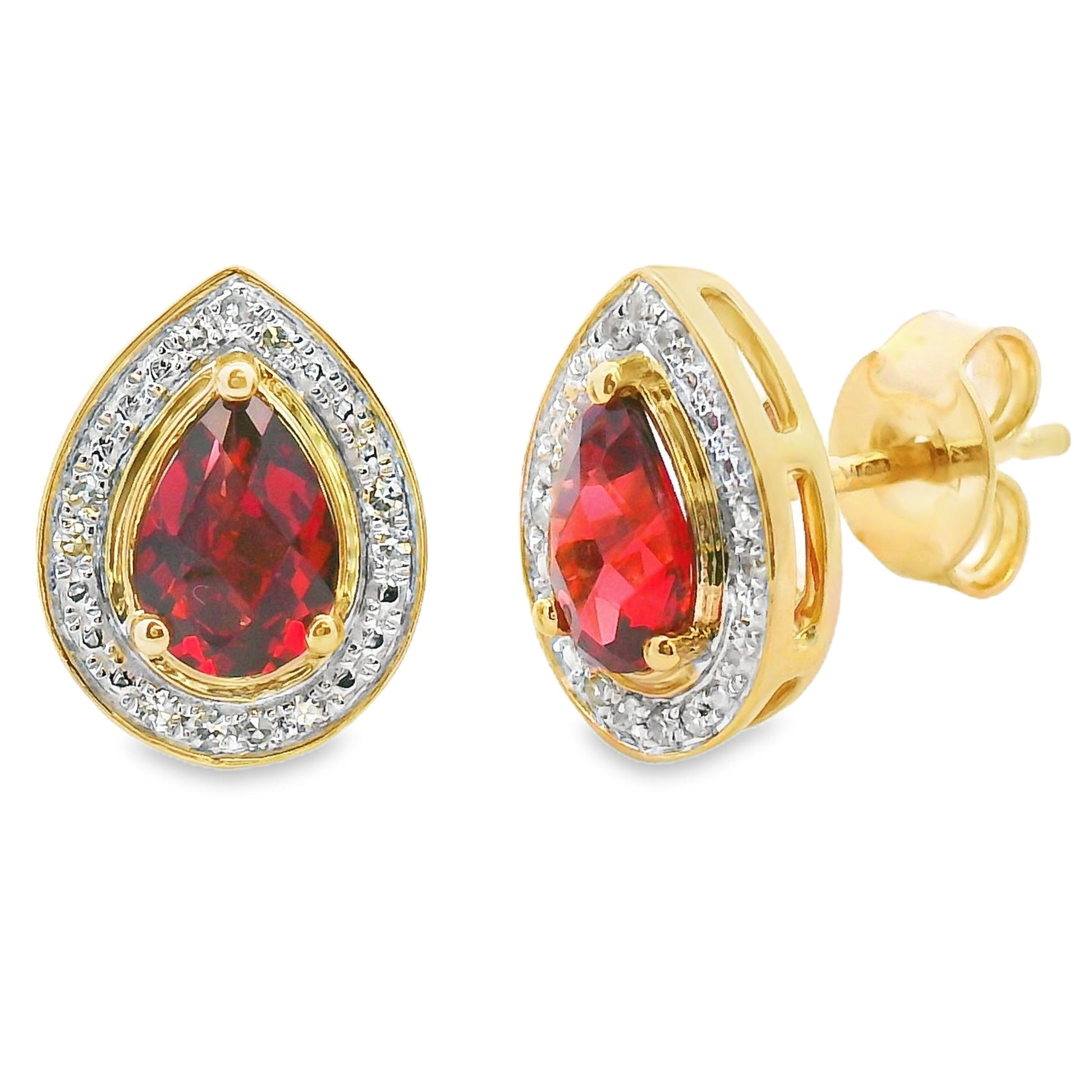 1.14ct Garnet Diamond Dangle Earrings 10KT Yellow Gold Bids.com
