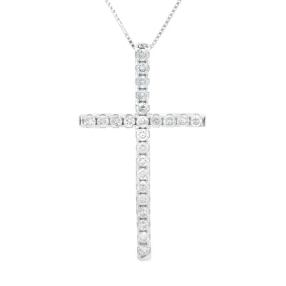 .38ct Diamond Cross Religious Pendant 14KT White Gold Bids.com