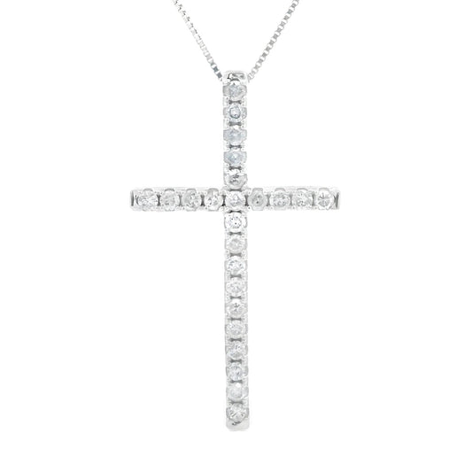 .38ct Diamond Cross Religious Pendant 14KT White Gold Bids.com