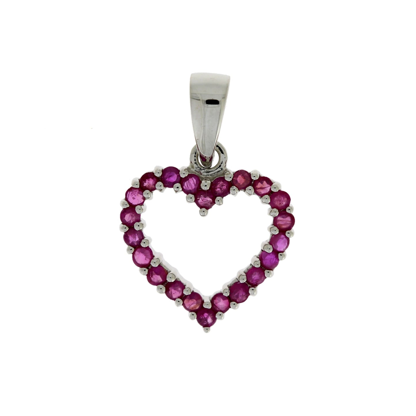 Natural .37ct Ruby Heart Love Pendant 10KT White Gold Bids.com