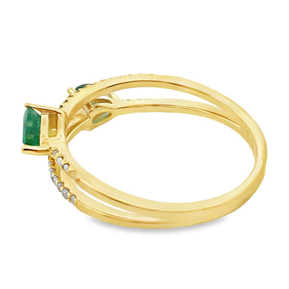 Genuine .50ct Emerald Diamond Ring 14KT Yellow Gold Bids.com