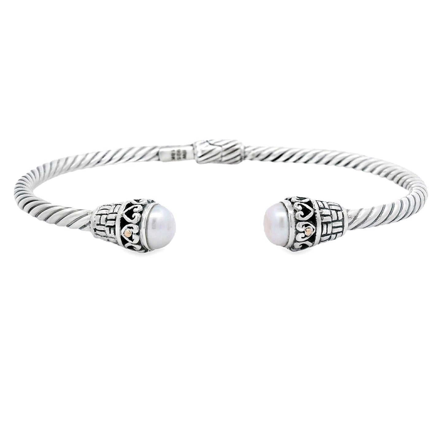FW Pearl Bangle Bracelet Sterling Silver 18KT Gold Bids.com