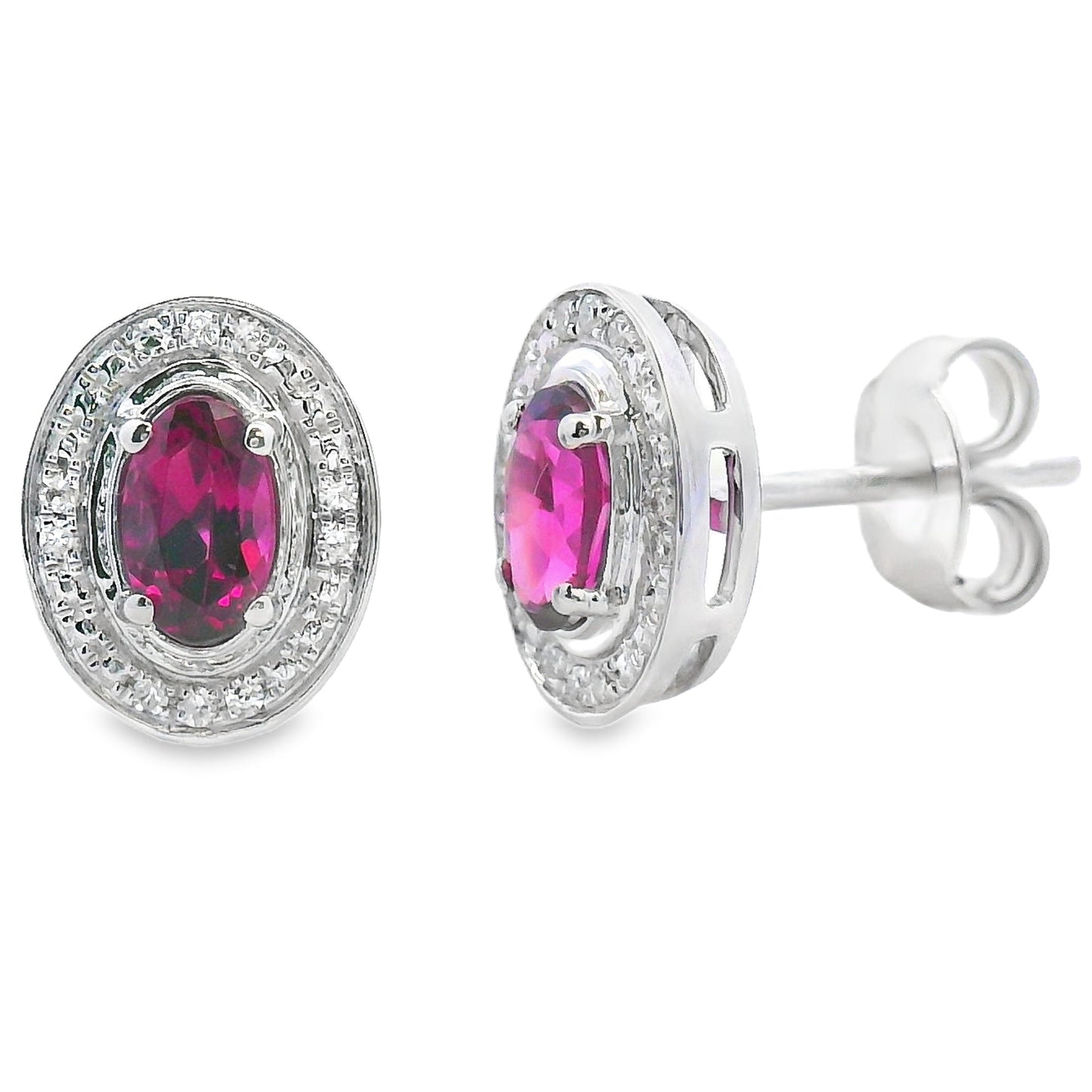 Genuine .67ct Garnet Diamond Earrings 10KT White Gold Bids.com