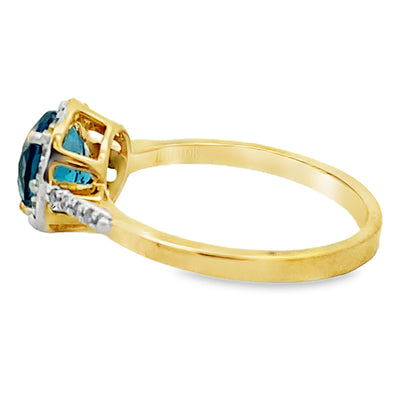 1.35ct London Blue Topaz Diamond Ring 10KT Yellow Gold Bids.com