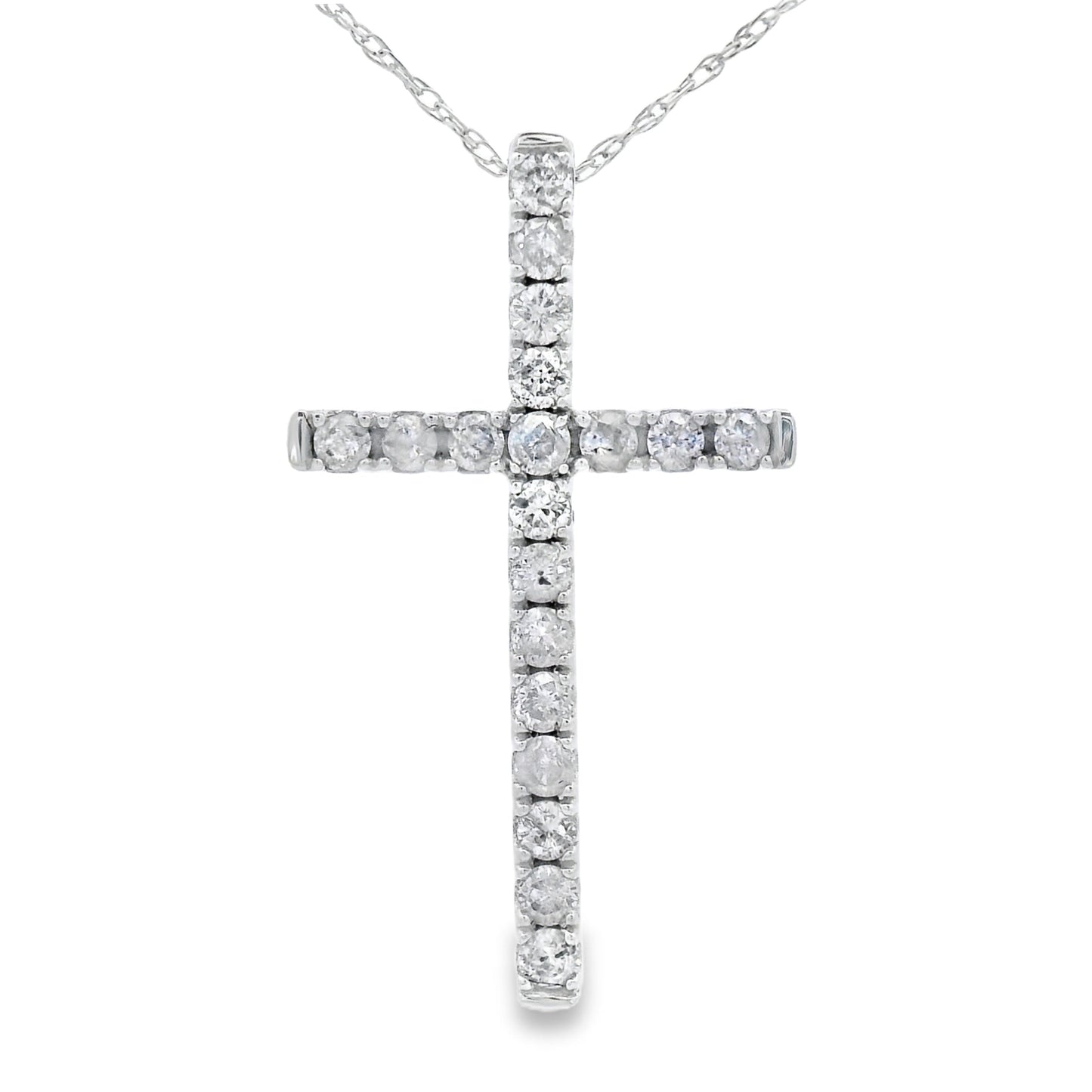 .33ct Diamond Cross Religious Pendant 14KT White Gold Bids.com