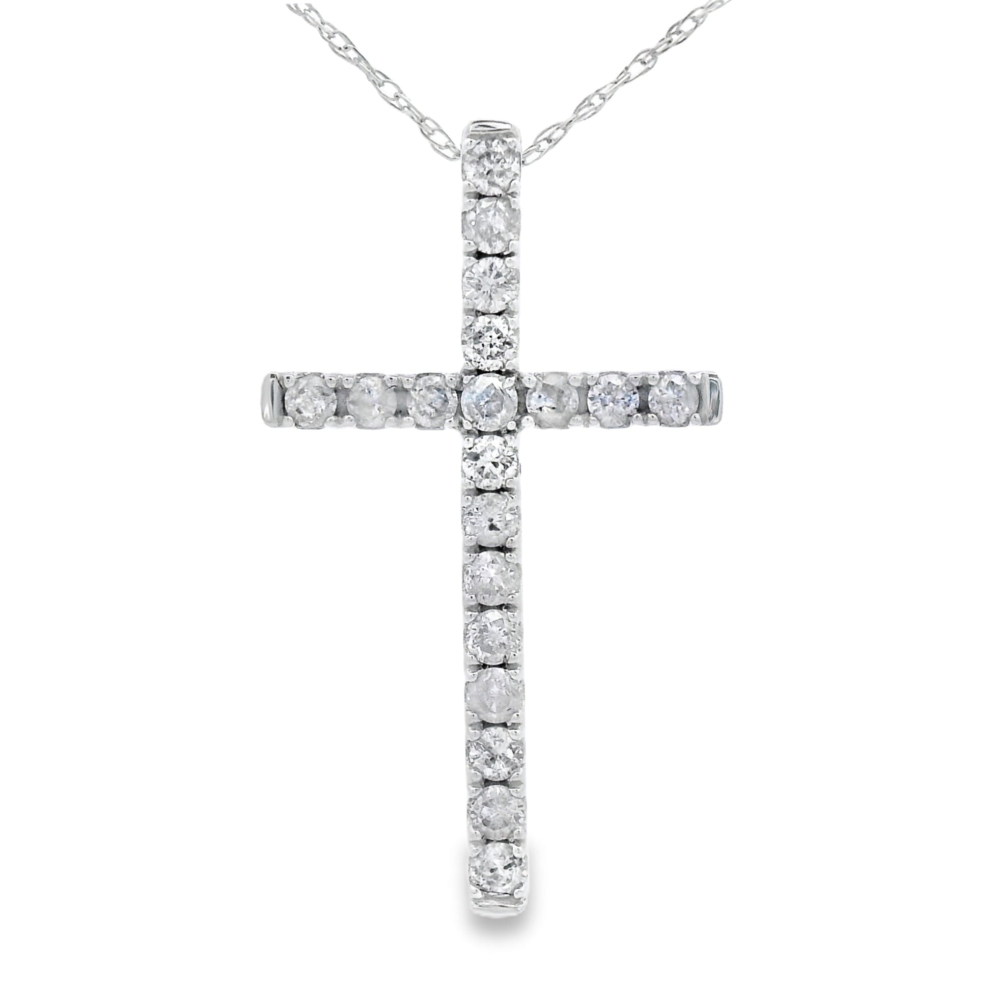 .33ct Diamond Cross Religious Pendant 14KT White Gold Bids.com