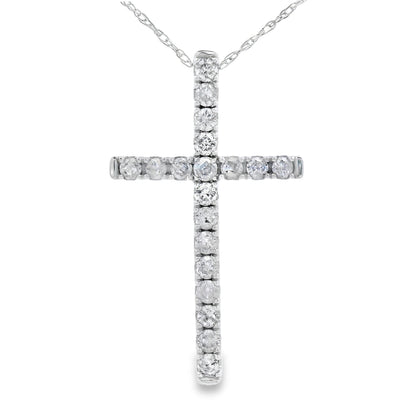 .33ct Diamond Cross Religious Pendant 14KT White Gold Bids.com