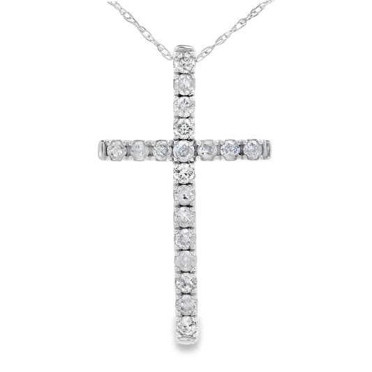 .33ct Diamond Cross Religious Pendant 14KT White Gold Bids.com