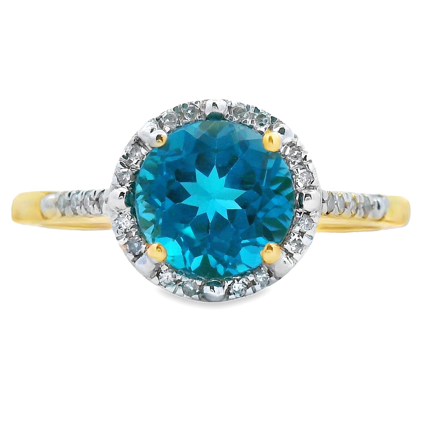 1.35ct London Blue Topaz Diamond Ring 10KT Yellow Gold Bids.com