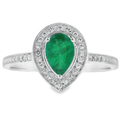 Genuine .42ct Emerald Diamond Ring 10KT White Gold Bids.com