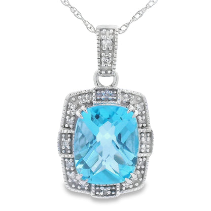 Blue Topaz Diamond Fashion Pendants 10KT White Gold Bids.com