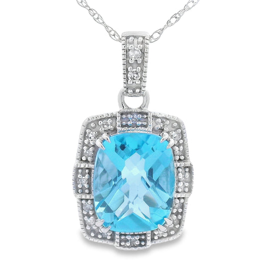 Blue Topaz Diamond Fashion Pendants 10KT White Gold Bids.com