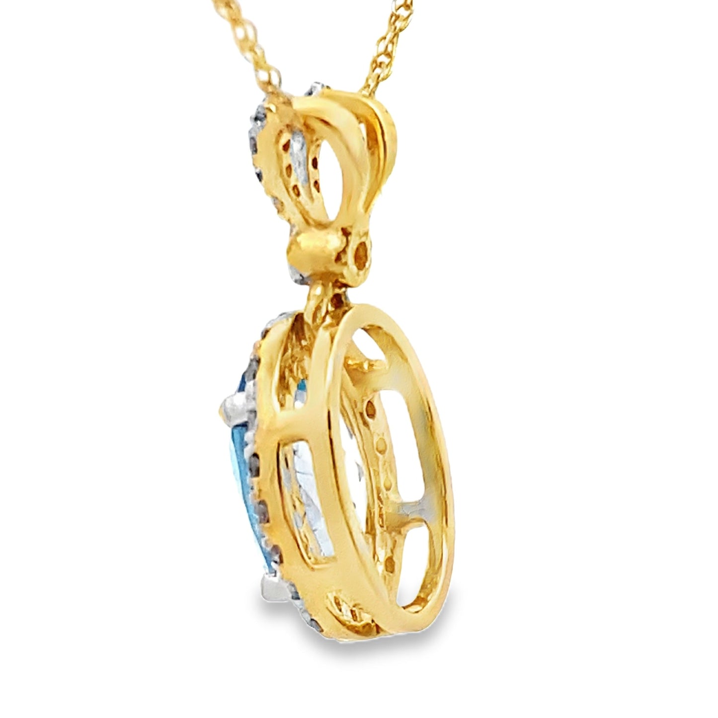 Blue Topaz Diamond Fashion Pendants 14KT Yellow Gold Bids.com