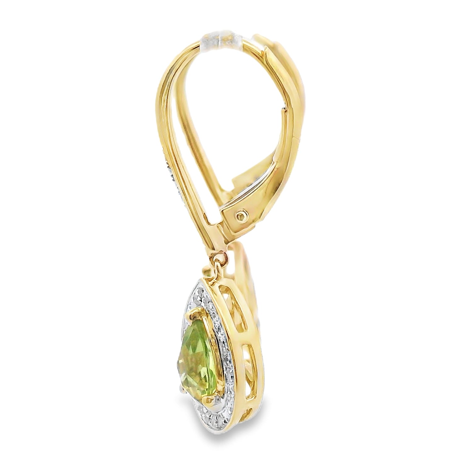 .96ct Peridot Diamond Dangle Earrings 10KT Yellow Gold Bids.com