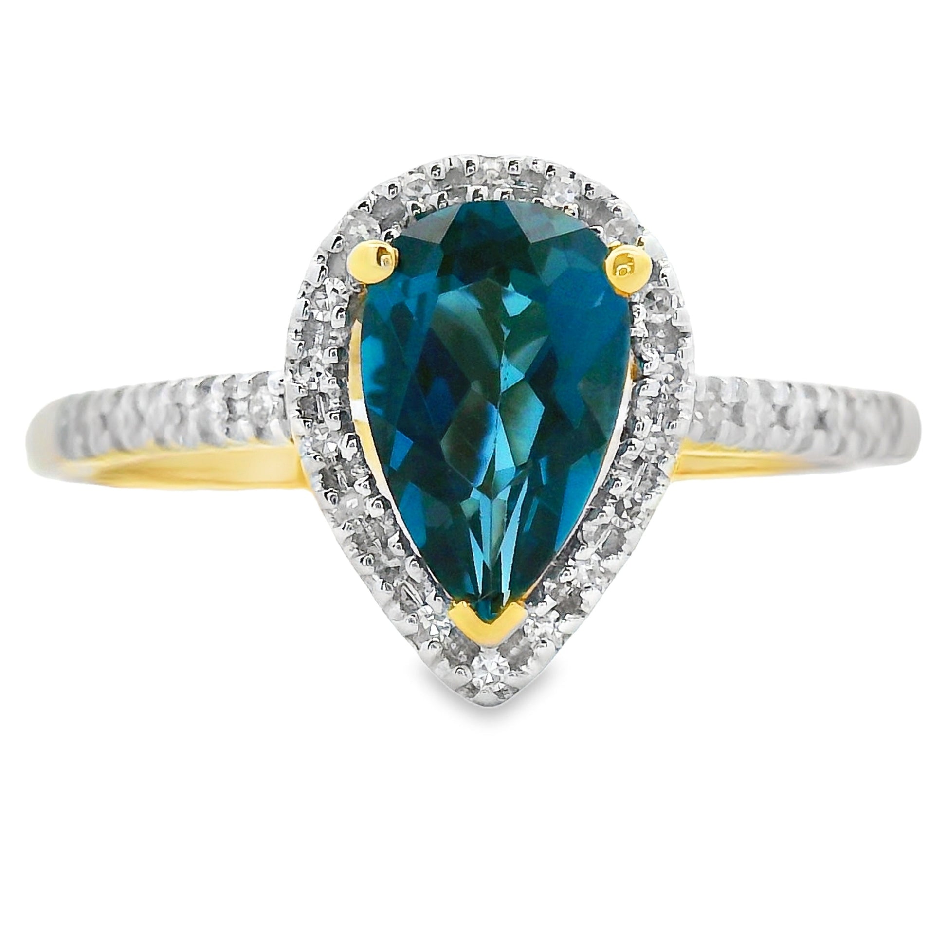 1.13ct London Blue Topaz Diamond Ring 14KT Yellow Gold Bids.com