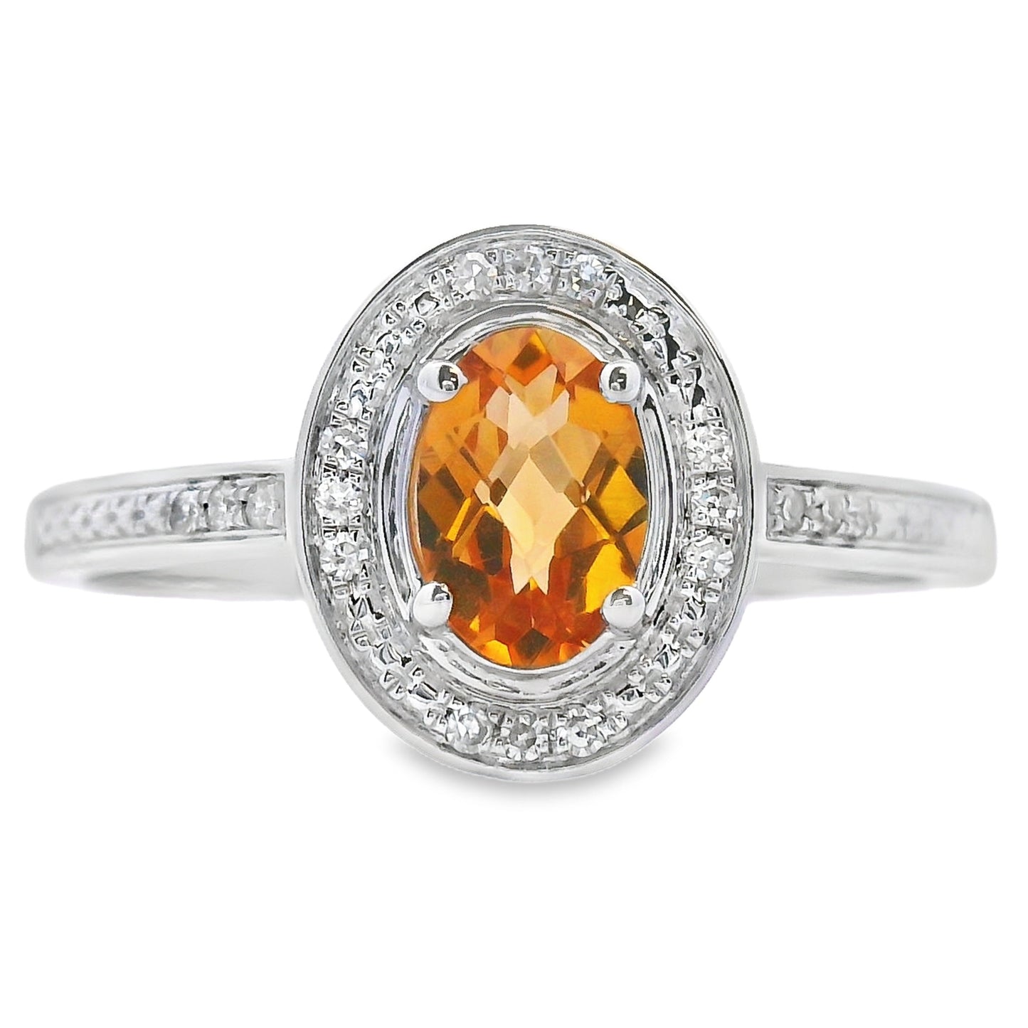 Natural .47ct Citrine Diamond Ring 10KT White Gold Bids.com