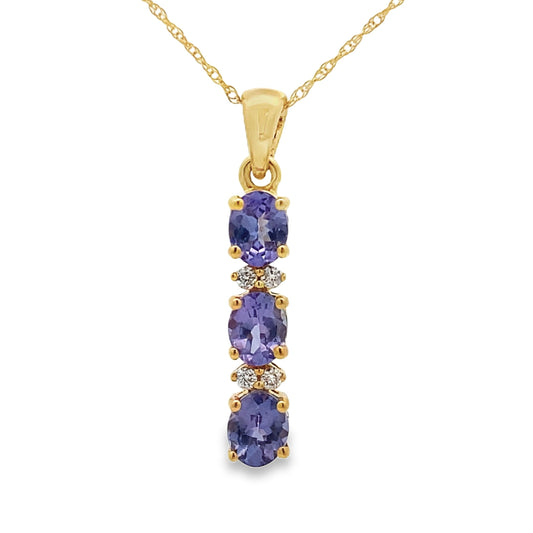 Tanzanite Diamond Fashion Pendants 10KT Yellow Gold Bids.com