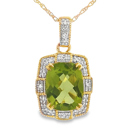 Peridot Diamond Fashion Pendants 10KT Yellow Gold Bids.com