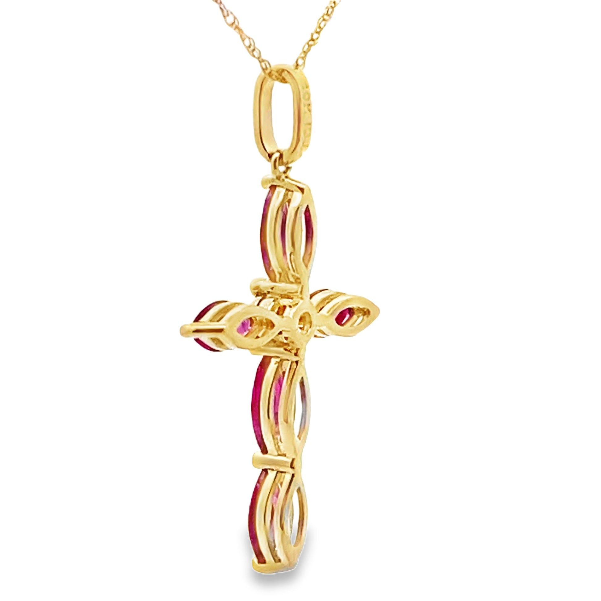Ruby Diamond Cross Religious Pendant 10KT Yellow Gold Bids.com
