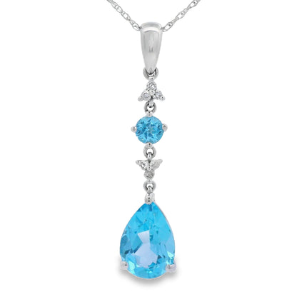 Blue Topaz Diamond Fashion Pendants 10KT White Gold Bids.com
